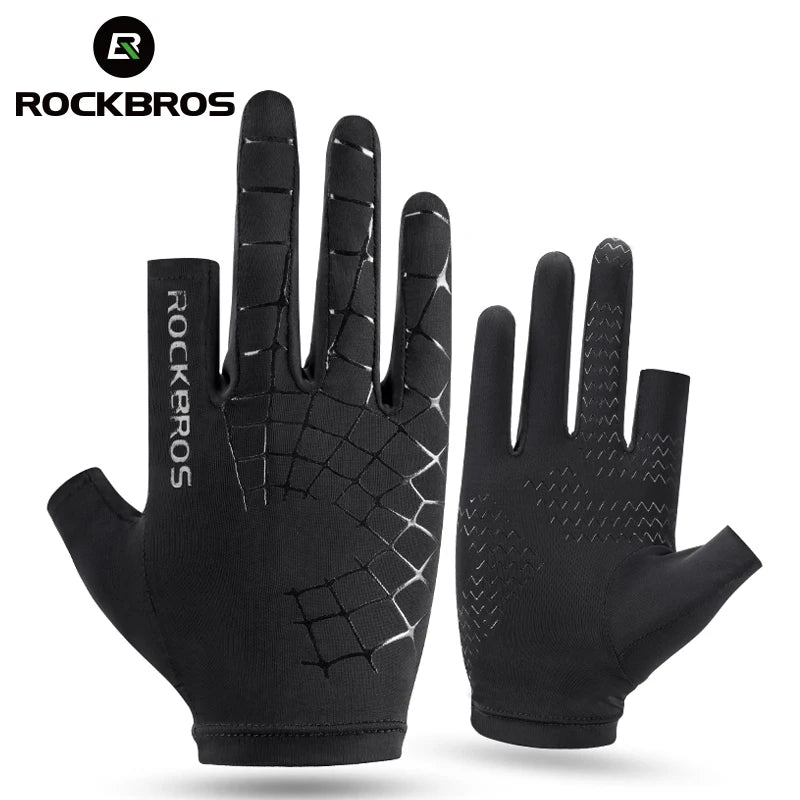 ROCKBROS Ice Silk Cycling Gloves Anti-UV Touch Screen Breathable Anti-slip Elasticity MTB Road Bike Gloves Outdoor Sports