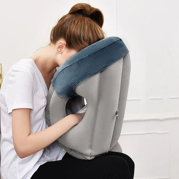 Upgraded Inflatable Air Cushion Travel Pillow Headrest Chin Support Cushions for Airplane Plane Car Office Rest Neck Nap Pillows