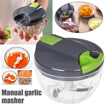 520ml Manual Portable Food Mincer Hand Pull String Onions Garlic Chopper Garlic Ginger Fruits Herbs Nuts Durable Kitchen