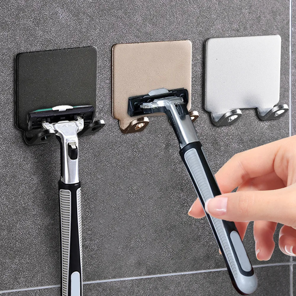 1/2/3PCS Punch Free Shaving Razor Holder Men Shaving Shaver Storage Hook Wall Shelf Bathroom Razor Rack Wall Kitchen Accessories