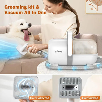 Dog Grooming Kit, Vacuum & Dog Clippers Nail Trimmer Grinder & Dog Brush for Shedding with 7 Pet Grooming Tools, Low Noise