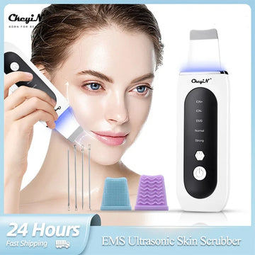 CkeyiN EMS Ultrasonic Skin Scrubber Ionic Lifting Tightening Cleaner Peeling Exfoliating Blackhead Remover Skin Cleaning Device