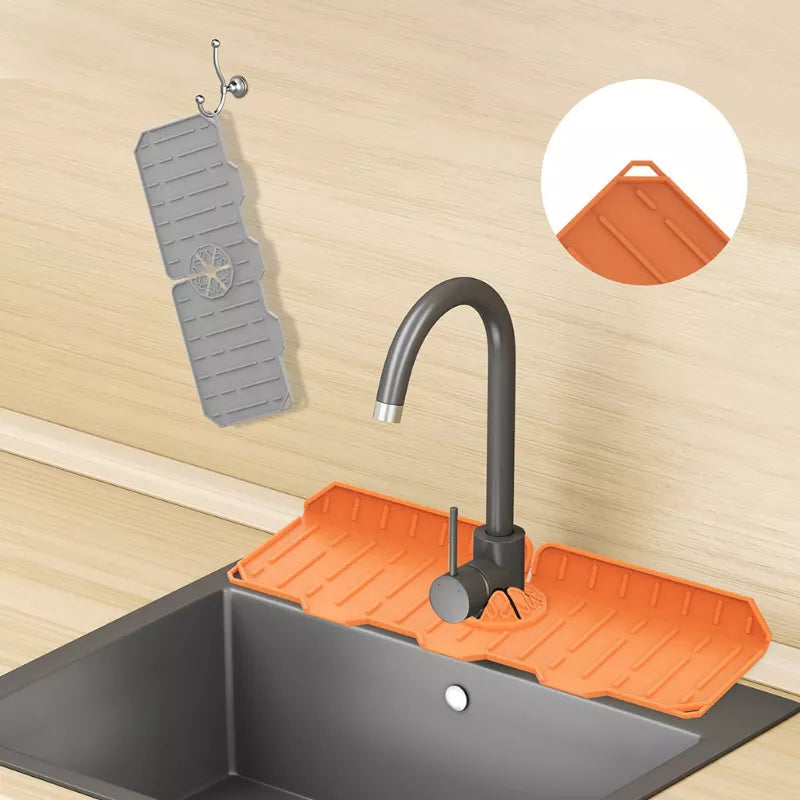 Silicone Kitchen Faucet Mat For Sink Sponge Drain Rack Foldable Sink Mat Faucet Splash Catcher Bathroom Countertop Protector Mat