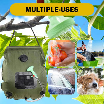 Solar Shower Bag 20L Solar Heating Camping Shower Bag with Removable Hose and On-Off Switchable Shower Head for Traveling Hiking