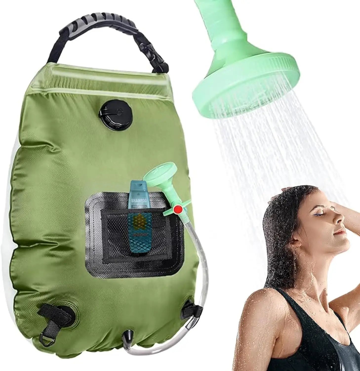 Solar Shower Bag 20L Solar Heating Camping Shower Bag with Removable Hose and On-Off Switchable Shower Head for Traveling Hiking