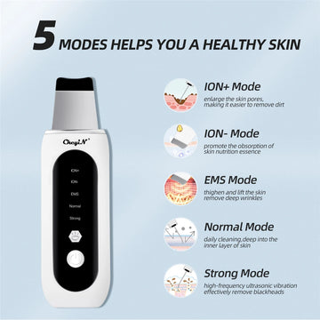 CkeyiN EMS Ultrasonic Skin Scrubber Ionic Lifting Tightening Cleaner Peeling Exfoliating Blackhead Remover Skin Cleaning Device