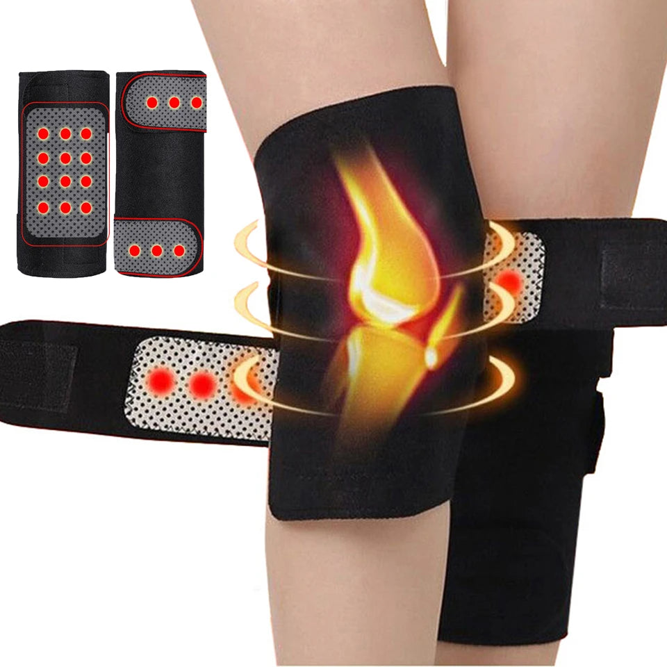 1 Pair Adjustable Health Care Tourmaline Self Heating Knee Pad Magnetic Therapy Knee Protective Belt Relieve Leg Pain