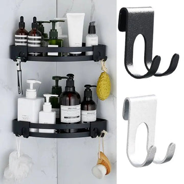 2pcs Space Aluminum Shower Hooks Shower Door Hooks Over Frameless Glass Door Hook Bath Towel Hanging Hooks for Kitchen Bathroom